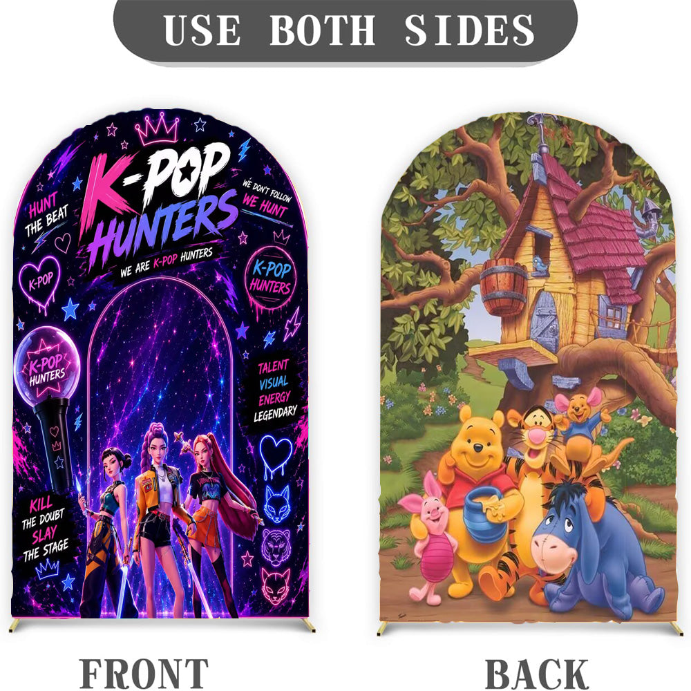 Custom Kpop and Winnie the Pooh Photo Backdrop Cover Arch Different Double Sides Elastic Covers