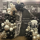 Customize Skeleton Birthday Photo Background Arch Chiara Skull Background Double Side Elastic Covers
