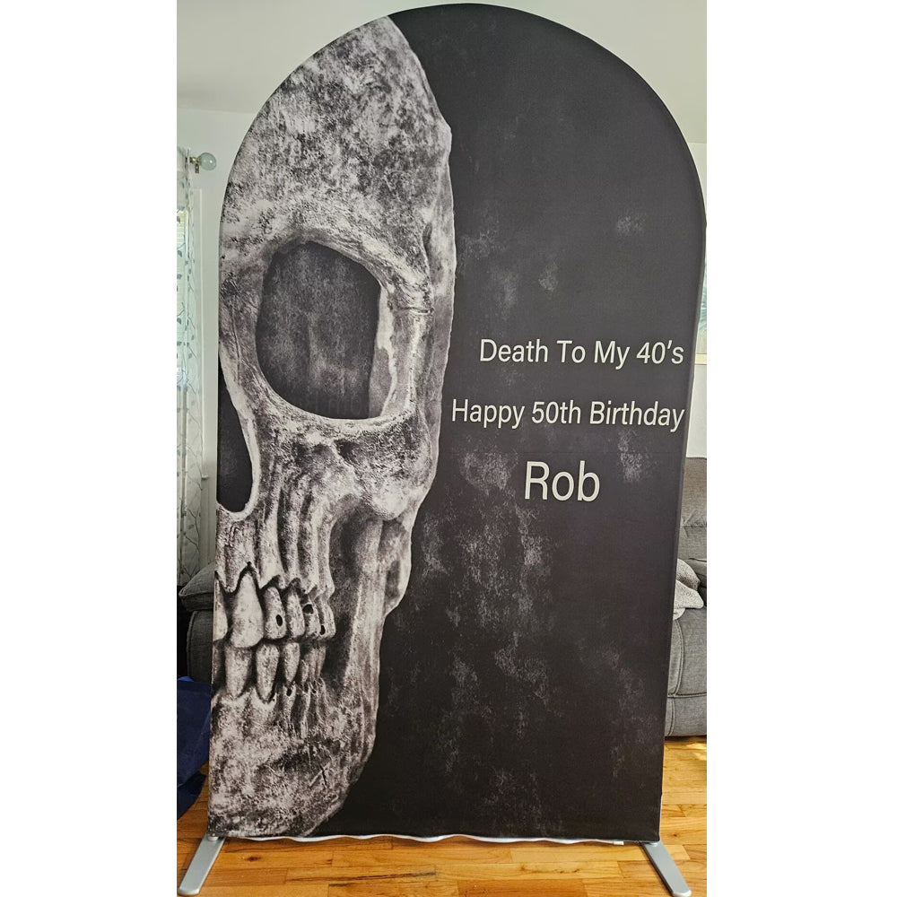 Customize Skeleton Birthday Photo Background Arch Chiara Skull Background Double Side Elastic Covers
