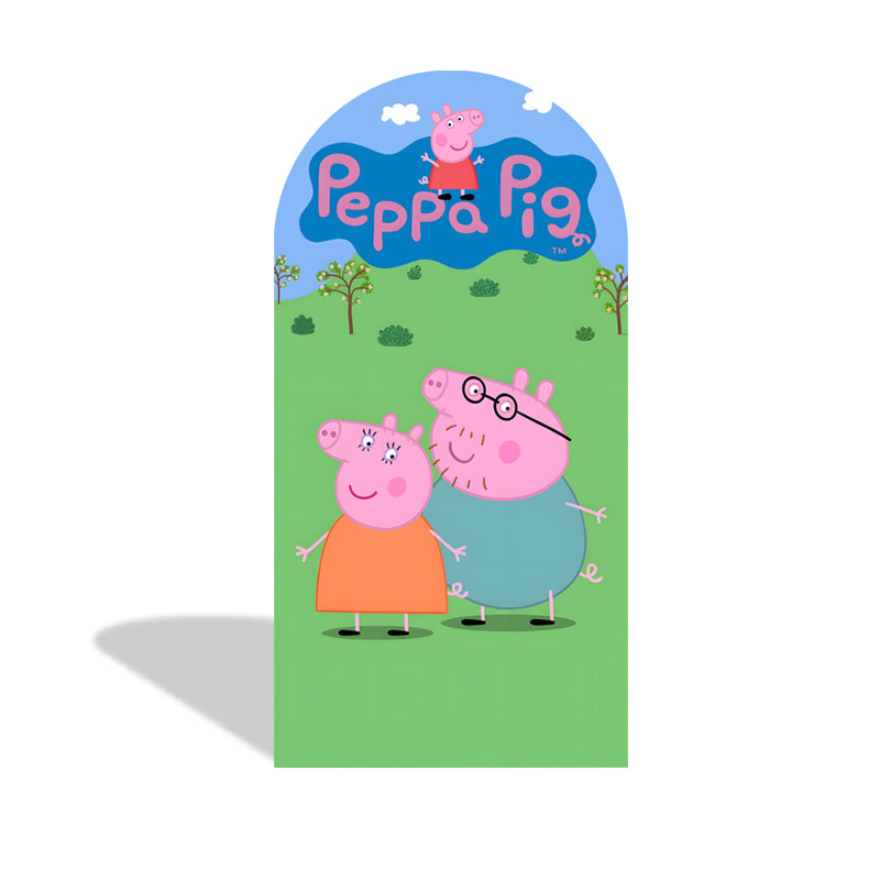 Customize Peppa Pig Character Photo Backdrop Cover Arch Double Sides Elastic Covers