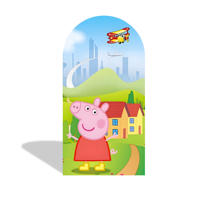 Customize Peppa Pig Character Photo Backdrop Cover Arch Double Sides Elastic Covers