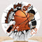 Customize Baby Shower Photo Backdrop Cover Basketball Round Backdrop Party Circle Background Covers
