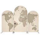 Custom World Map Photo Backdrop Cover Around the World Travel Arch Double Side Elastic Cover