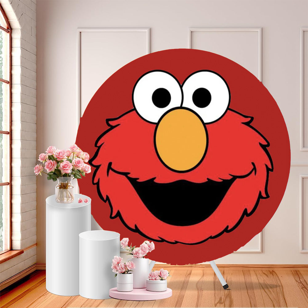 Elmo Round Customize Elmo Photo Backdrop Kid Birthday Cover Round Backdrop Birthd ...