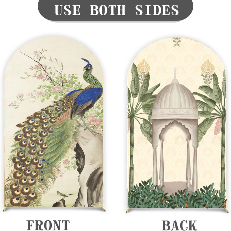Customize Peacock Gazebo Party Photo Background Cover Arch Chiara Theme Background Different Double Side Elastic Covers