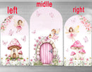 Customize Size Butterfly Mushroom Photo Background Pink Girls Birthday Party Cover Theme Arch Background Double Side Elastic Covers