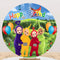 Personnaliser les Teletubbies toile de fond ronde enfants fête d'anniversaire cercle couvertures de fond 