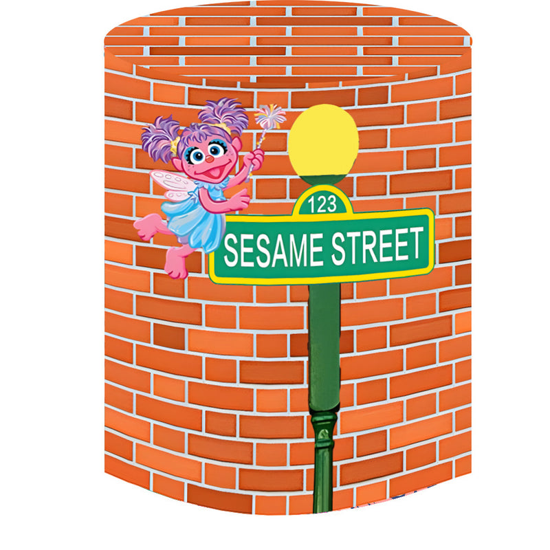 Toile de fond ronde de rue de dessin animé personnalisée, couverture de plinthe cylindrique de fond de cercle de Photo de garçons d'anniversaire 