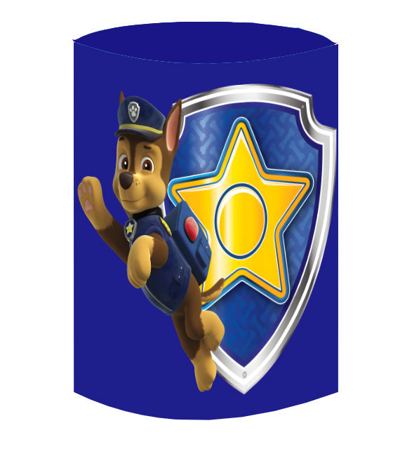 Customize Paw Patrol Round Backdrops Blue Boys Birthday Party Circle Background Robots Game Birthday Covers Cylinder Plinth Covers