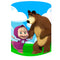 Customize Masha and Bear Round Backdrops Kids Birthday Circle Background Cylinder Plinth Covers