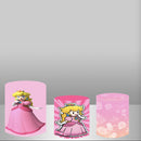 Customize Super Mario Peach Amiibo Princess Backdrop Cover Round Backdrop Girls Birthday Party Circle Background Covers