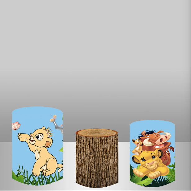 Customize The Lion King Round Backdrop Kids Birthday Circle Background Cylinder Plinth Covers