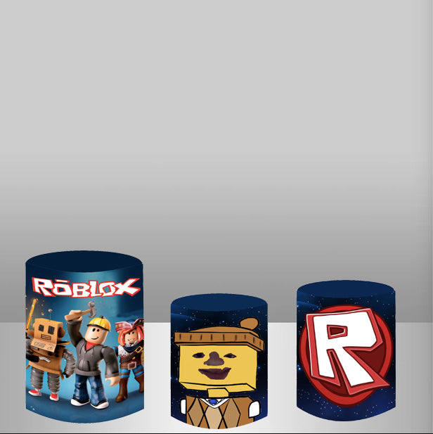 Roblox Round Backdrops Kids Birthday Party Circle Background Robots Game Birthday Covers Cylinder Plinth Covers
