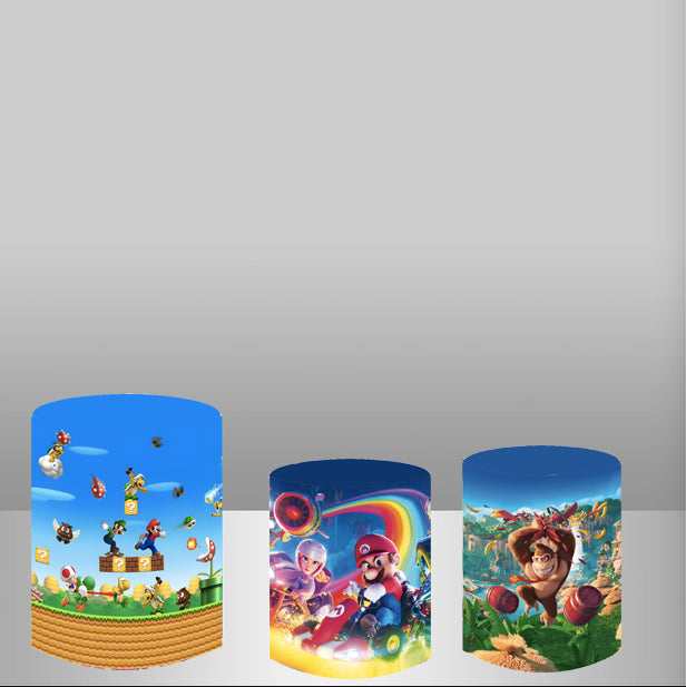 Customize Mario Backdrop Cover Round Backdrop Super Mario Birthday Party Circle Background Covers