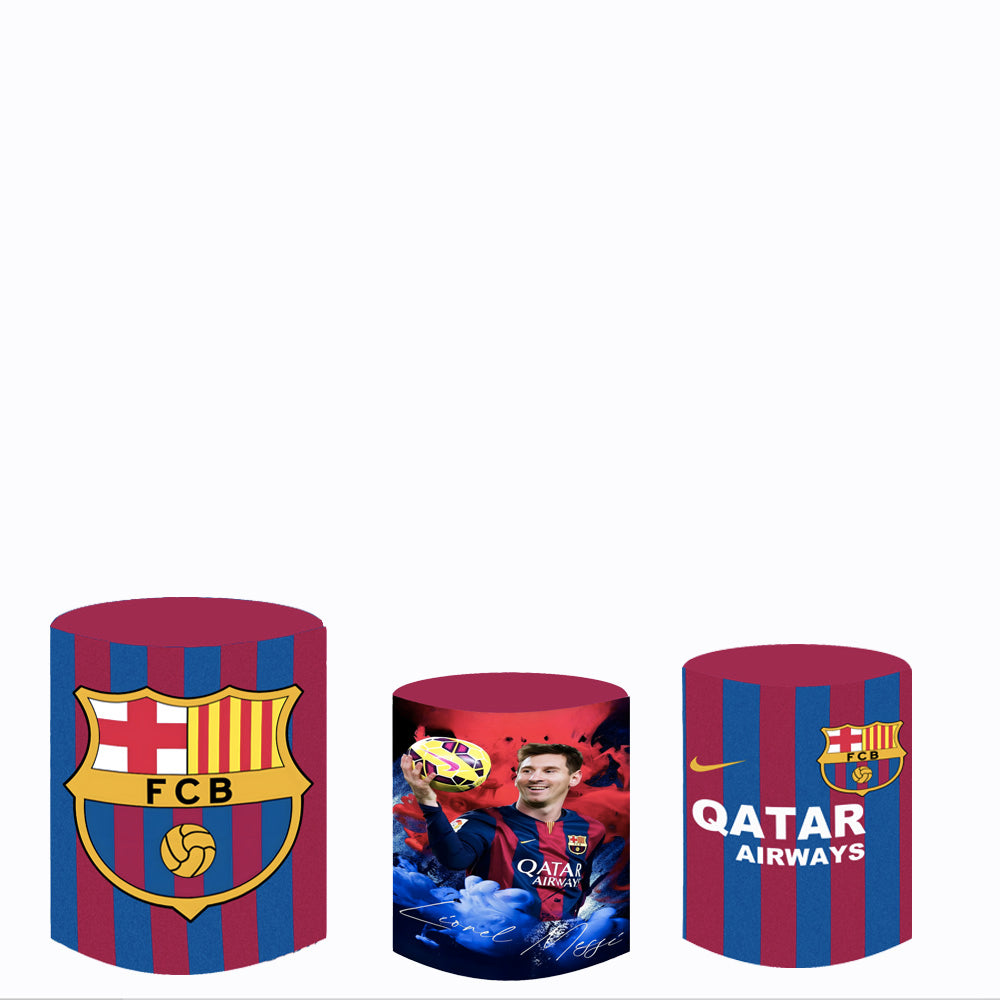 Custom SFC Barcelona Arch Photo Backdrop Double Side Elastic Cover Cylinder Plinth Covers