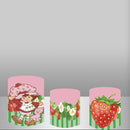 Strawberry Shortcake Round Backdrop Girls Photo Birthday Circle Background Cylinder Plinth Covers