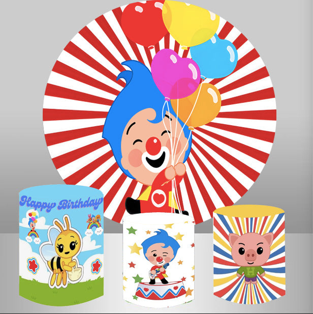 Customize Size Party Round Backdrop Cover Circle Background 3pcs Cylinder Plinth Covers