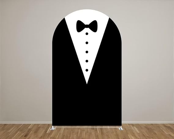 Fondo fotográfico de cumpleaños de traje negro de padre, corbata, arco de Chiara, tema de jefe, cubiertas elásticas de doble cara