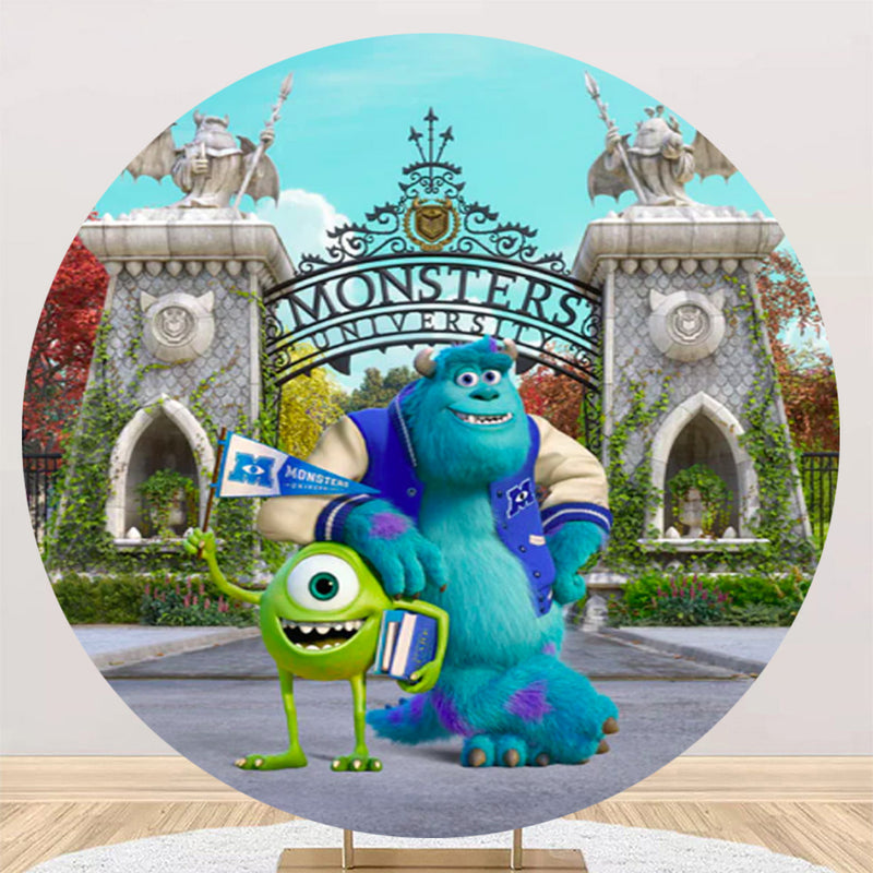 Personnalisez la couverture d'arrière-plan de Photo The Monsters Inc, couverture d'arrière-plan ronde pour fête 