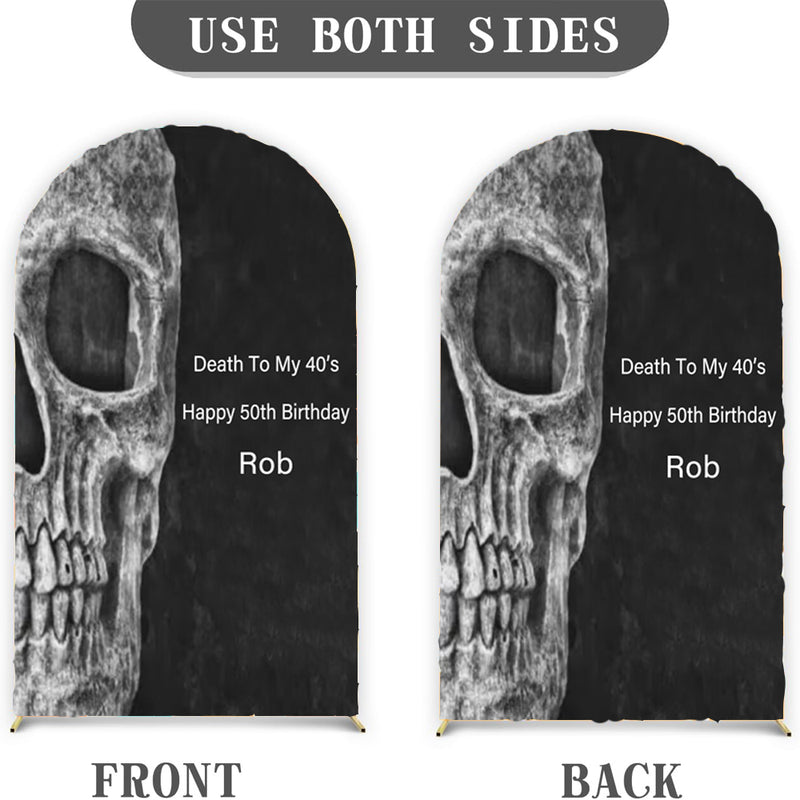 Customize Skeleton Birthday Photo Background Arch Chiara Skull Background Double Side Elastic Covers