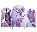 Custom Size Purple Butterfly Arch Photo Background Cover Arch Background Double Side Elastic Covers
