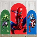 Customize Size Marvel Arch Photo Background Covers Hulk Captain America Spiderman Birthday Party Cover Theme Arch Background Double Side Elastic Covers
