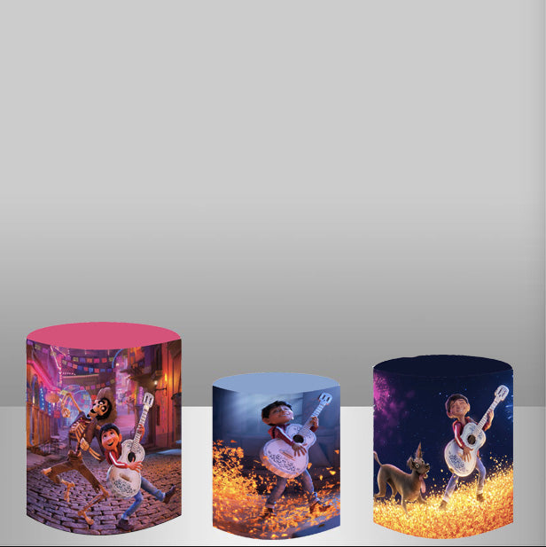 Custom Coco Round Photo Backdrop Cylinder Plinth Covers