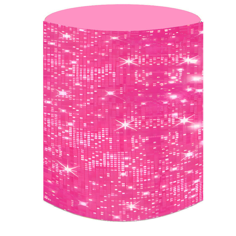 Customize Round Backdrops Pink Birthday Party Circle Background Birthday Covers Cylinder Plinth Covers