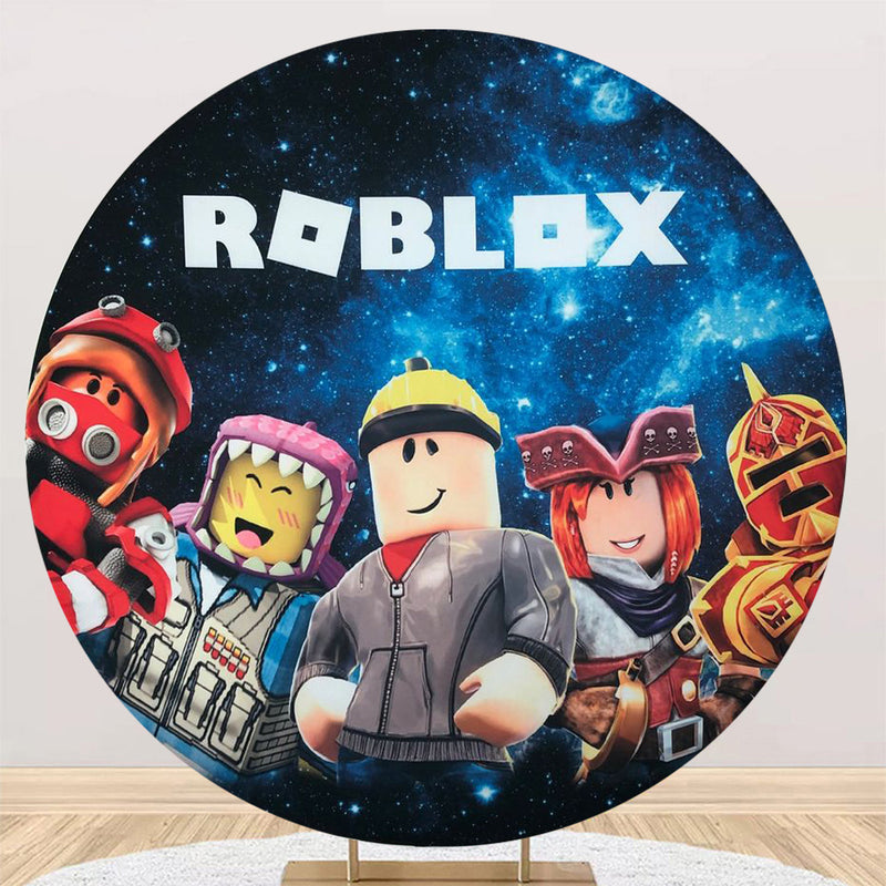 Customize Roblox Round Backdrops Kids Birthday Party Circle Background Robots Game Birthday Covers Cylinder Plinth Covers