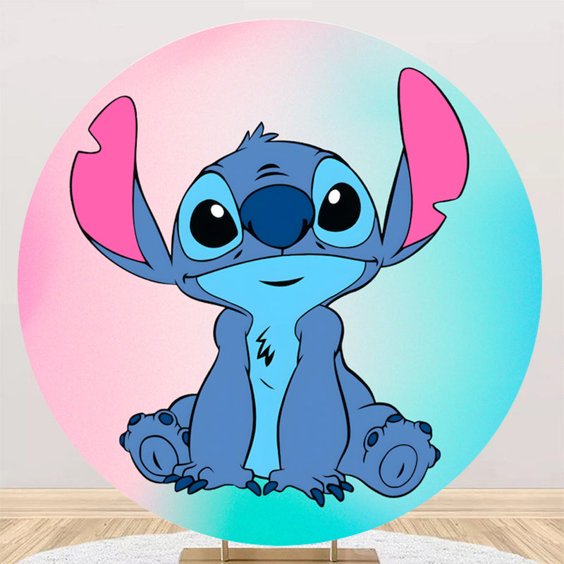 Customize Disney Stitch Round Backdrops Birthday Party Circle Background Lilo & Stitch Birthday Covers Cylinder Plinth Covers
