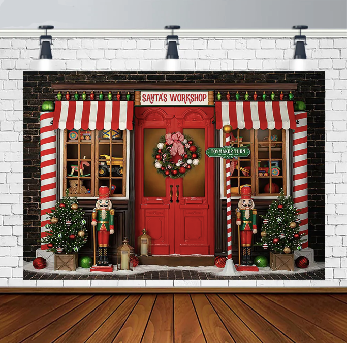 Customize Christmas Themed Backdrop for Photography SANRA'S WORKSHOP Toy Store Nutcracker Soldier Portrait Photo Background Props