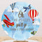 Customize Name Air Balloons Clouds Photo Backdrops Cover Traveling Kids Round Backdrop Birthday Party Circle Covers