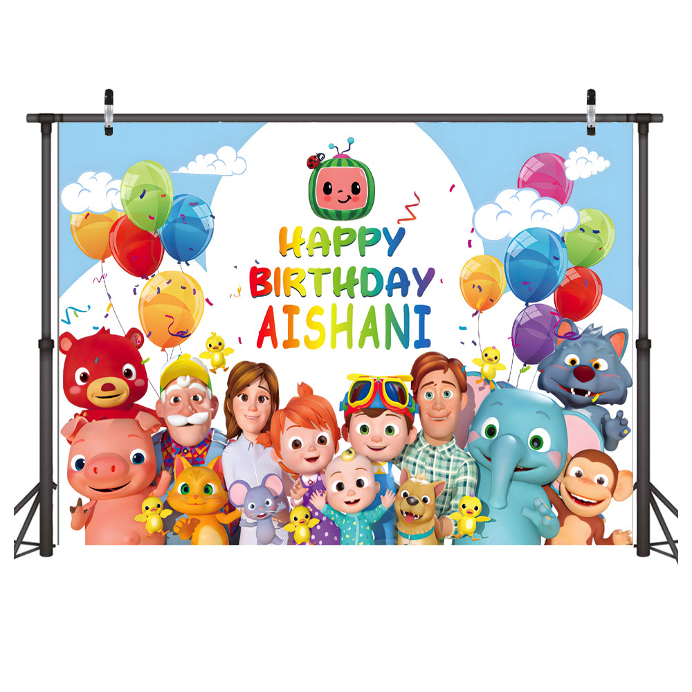 Custom Name Cocomelon Photo Backdrop Banner