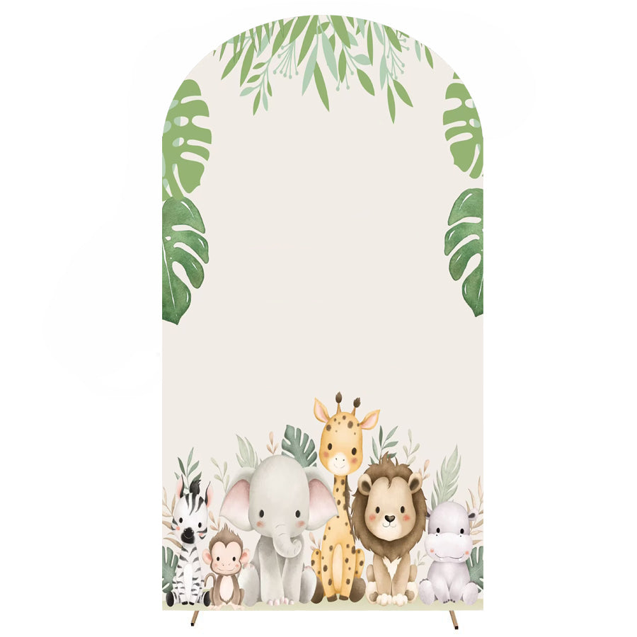 Fondo de fotos de cumpleaños de animales personalizado Arco Chiara Tema Fondo Fundas elásticas de doble cara