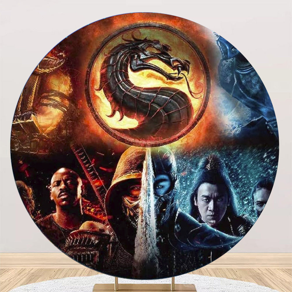 Customize Mortal Kombat Photo Backdrop Cover Round Backdrop Birthday Party Covers