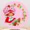 Strawberry Shortcake Round Backdrop Girls Photo Birthday Circle Background Cylinder Plinth Covers