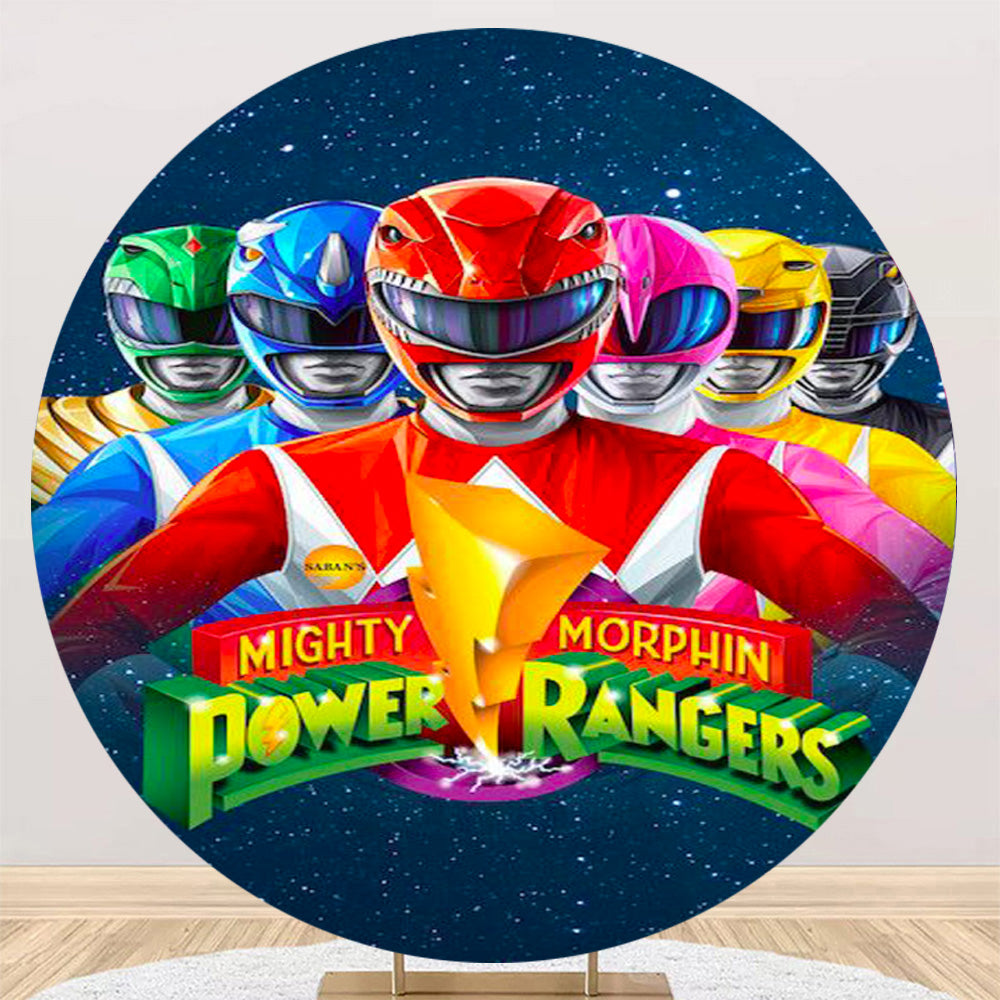 Fondo redondo para fotos de Power Ranger Ninja Circle, fundas para zócalos de cilindro para fiesta de cumpleaños de niños