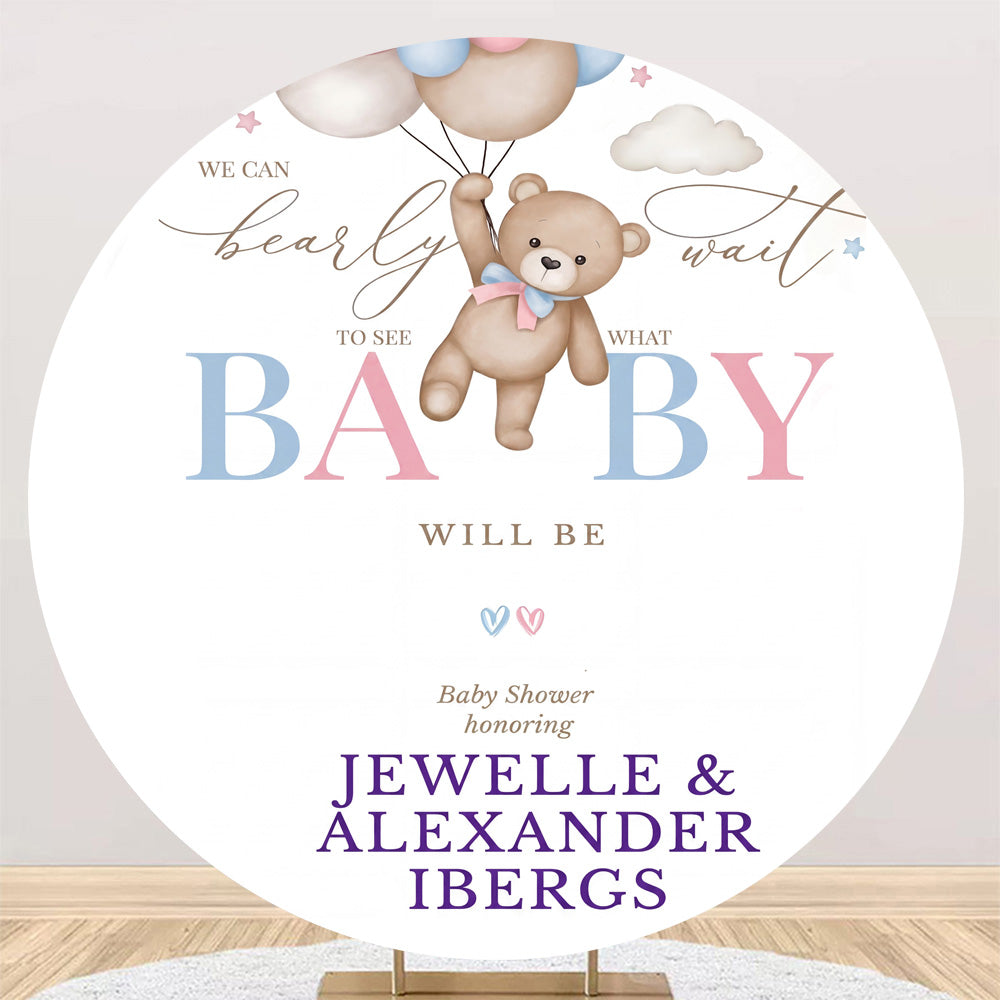 Custom Name Baby Shower Round Photo Backdrop Cover Circle Background