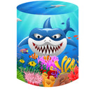 Baby Shark Round Backdrop Ocean Underwater Kids Birthday Party Circle Background Cylinder Plinth Covers