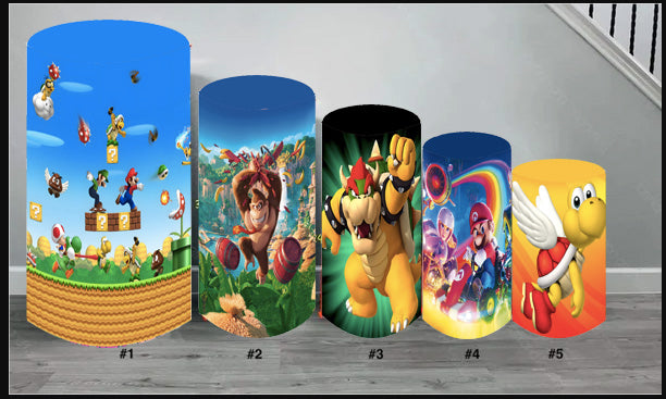 Customize Size The Super Mario Bros 5 pieces Cylinder Plinth Covers 5 pieces Cylinder Plinth Covers