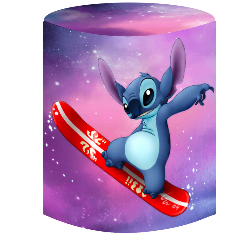 Disney Stitch Round Backdrops Kids Birthday Party Circle Background Lilo&Stitch Birthday Covers Cylinder Plinth Covers