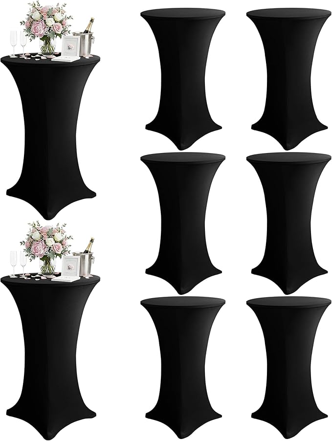 Cocktail High Top Table Covers Fitted Spandex Round Cocktail Tablecloth for Bar Height Standing Table Cloths Reusable, for Party Wedding Banquet Event Decorations