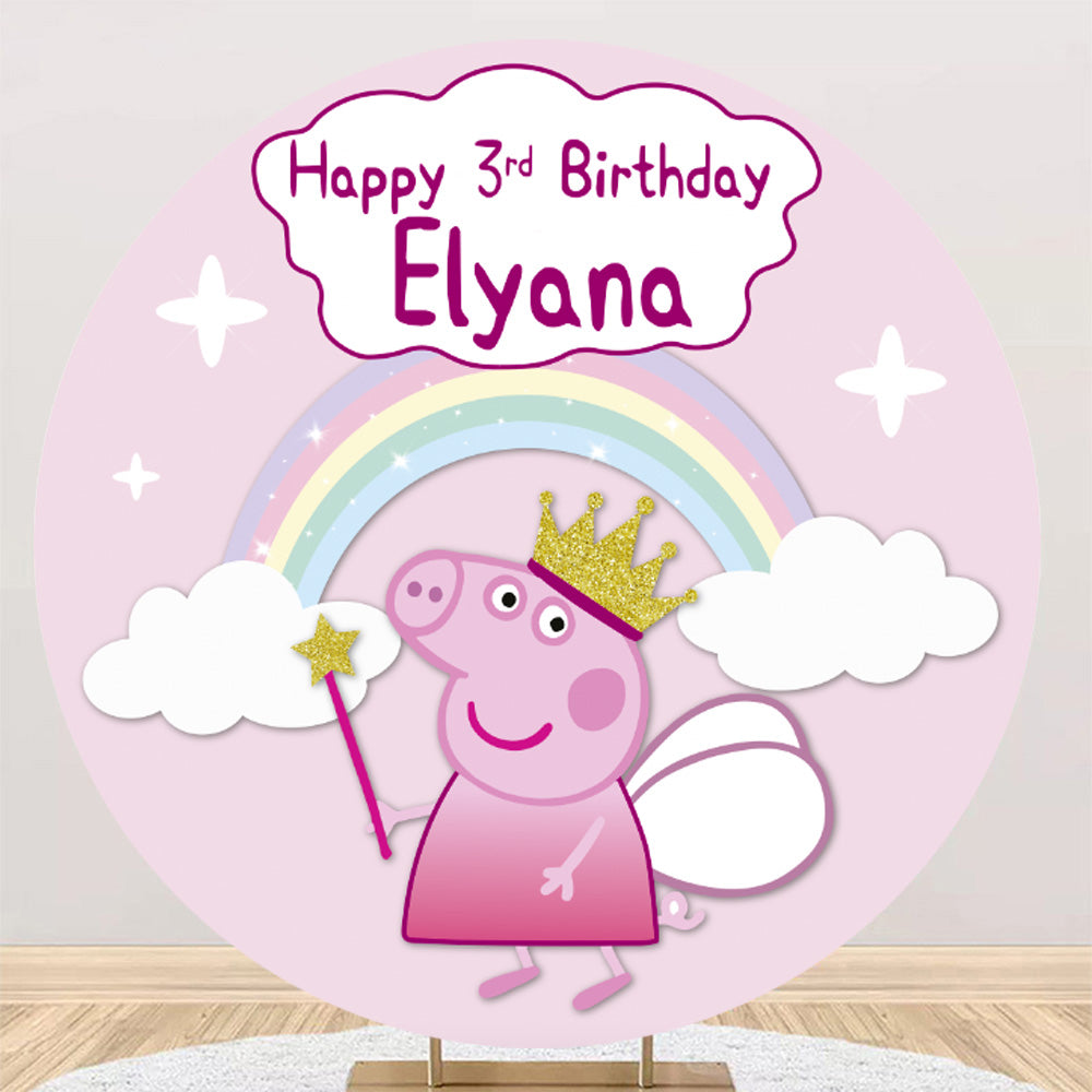 Funda personalizable para telón de fondo de fotos de niñas, telón de fondo redondo, fundas para telón de fondo circular de fiesta de cumpleaños