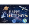 Custom Happy Birthday Photo Background Outer Space Cosmic Starry Sky Rocket Newborn Shower Decoration