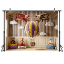 Custom Hot Air Balloon Model Plane Bear Photo Backdrop Banner