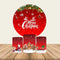 Customize Merry Christmas Circle Round Backdrop Winter Snow Party Background Birthday Decorations Cylinder Plinth Covers