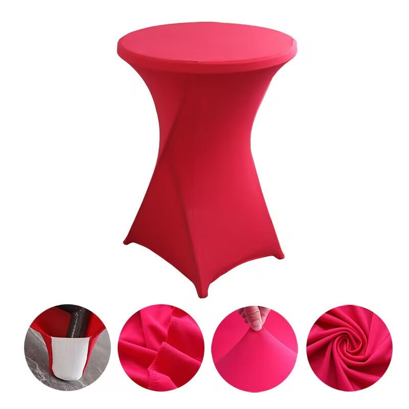 Cocktail High Top Table Covers Fitted Spandex Round Cocktail Tablecloth for Bar Height Standing Table Cloths Reusable, for Party Wedding Banquet Event Decorations