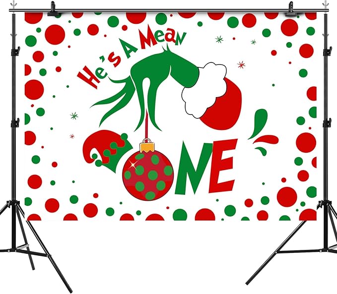 Customize He's A Mean One Photo Backdrop Happy Birthday Party Photography Backgrounds Banners