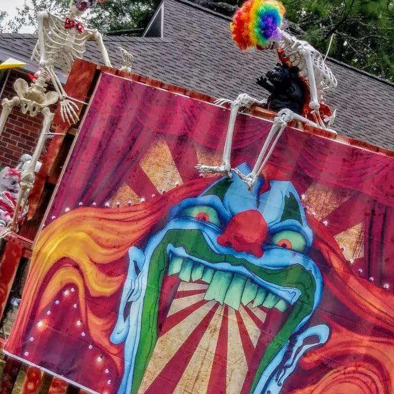 Horror Circus Theme Halloween Photo Backdrop Giant Evil Clown Banner
