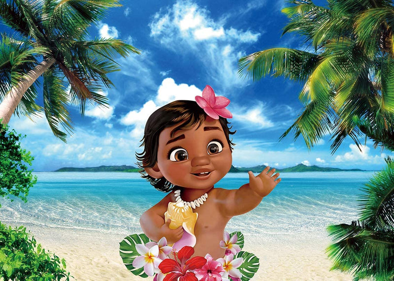 Moana Maui Photo Backdrop Baby Shower Birthday Party Custom Photography Background Photo Booth Decors